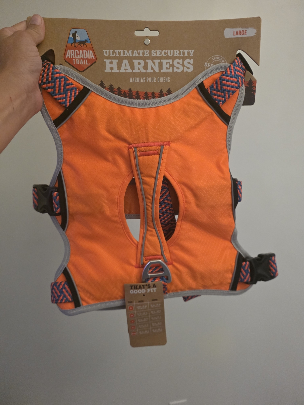 Arcadia Trail Orange Reflective Dog Harness - Large